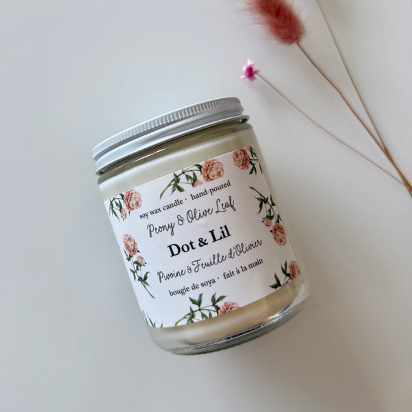 peony & olive leaf soy candle