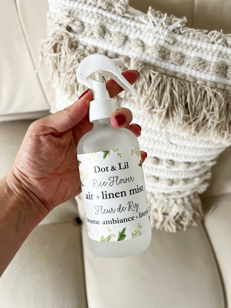 brûme d'ambiance + literie fleur de riz 