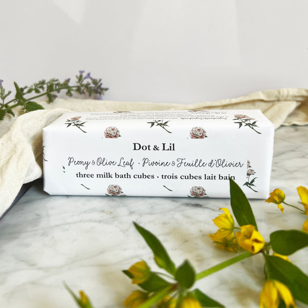 Peony & Olive Leaf Milk Bath Cubes Trio Gift Set