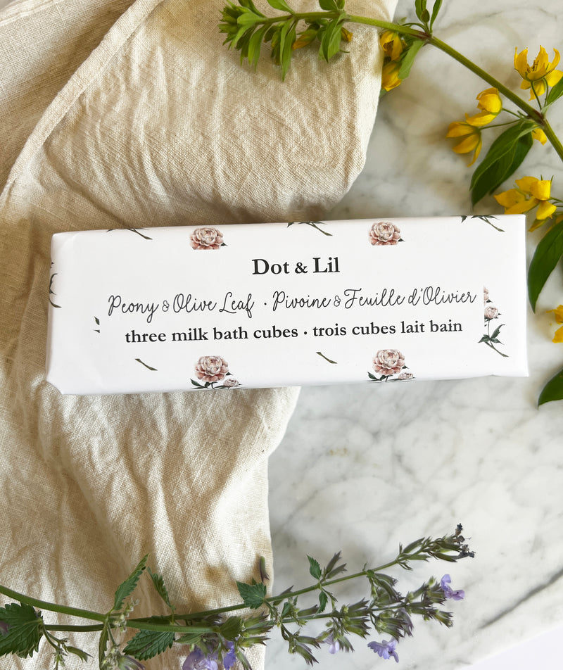 Peony & Olive Leaf Milk Bath Cubes Trio Gift Set