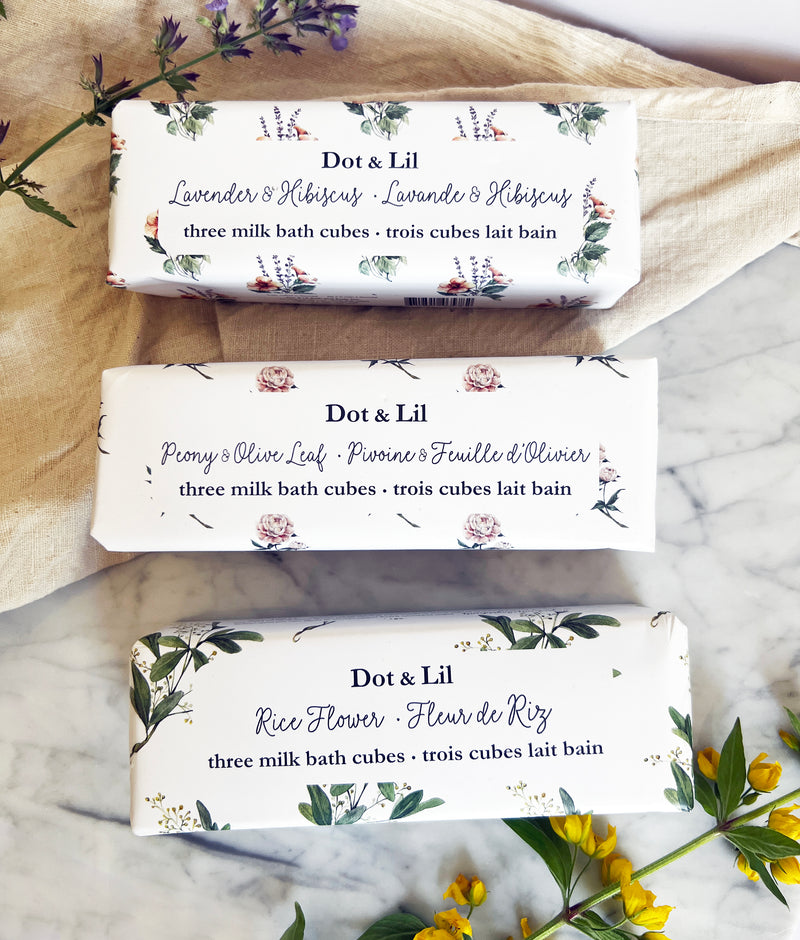 Lavender & Hibiscus Milk Bath Cubes Trio Gift Set