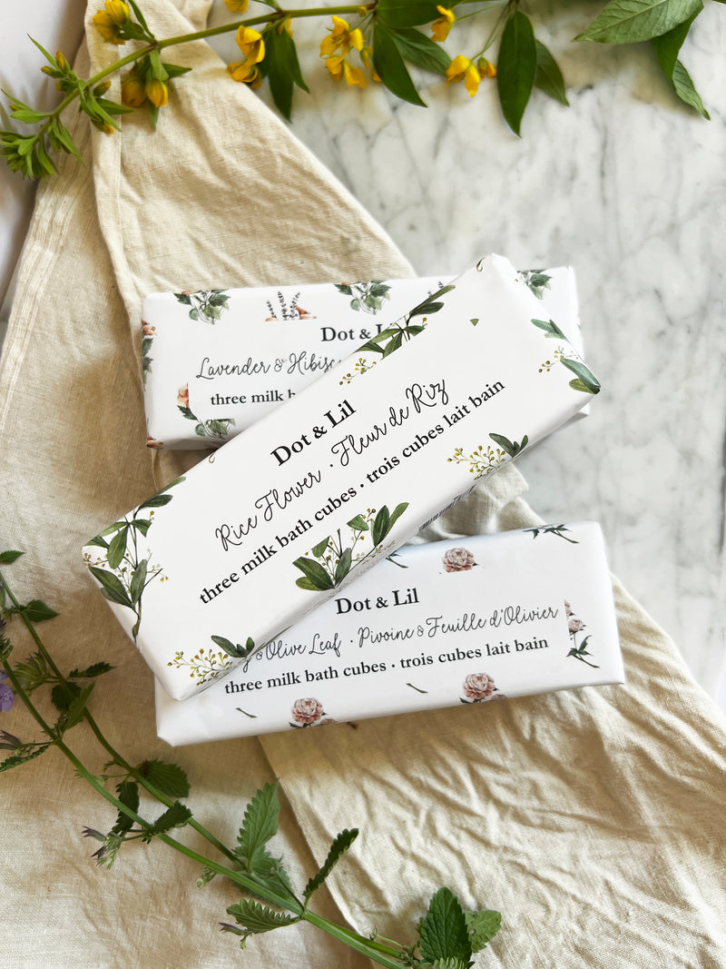 NEW - Peony & Olive Leaf Milk Bath Cubes Trio Gift Set