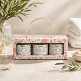 Dot & Lil Three Luxury Bath Milks Gift Set in floral gift packaging.