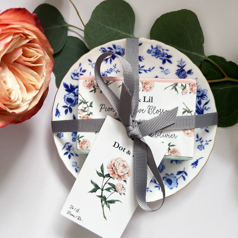 NOUVEAU - Coffret cadeau savon et soucoupe Pivoine & Feuille d'Olivier
