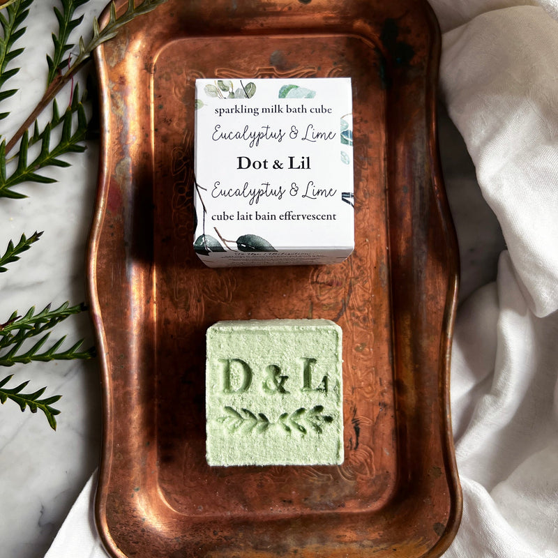 Eucalyptus & Lime Milk Bath Cube – Fresh & Energizing – Dot & Lil
