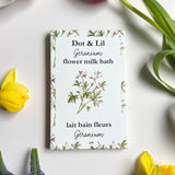 lait bain géranium, à pois et au lilas