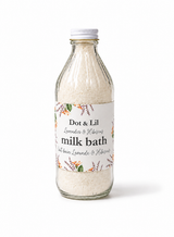 lavander and hibiscus milk bath bottle dot lil 