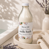 lavander and hibiscus milk bath bottle dot lil 