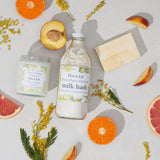 mimosa, nectarine, lait bain , pois et lil