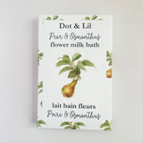 lait bain de poire et d'osmanthus, à pois et violet