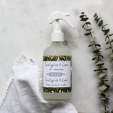 Flacon en verre pour spray d'ambiance au lin, eucalyptus et citron vert