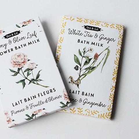 white tea & ginger flower bath milk sachet