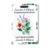 lavender hibiscus milk bath sachet floral illustration