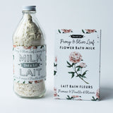 pivoine, feuille d'olivier, lait bain , eau lait bain