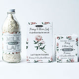 lait bain de pivoine et à la feuille d'olivier, illustration florale