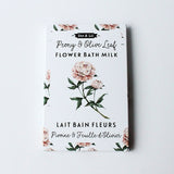 pivoine, feuille d'olivier, lait bain , pois et lilas