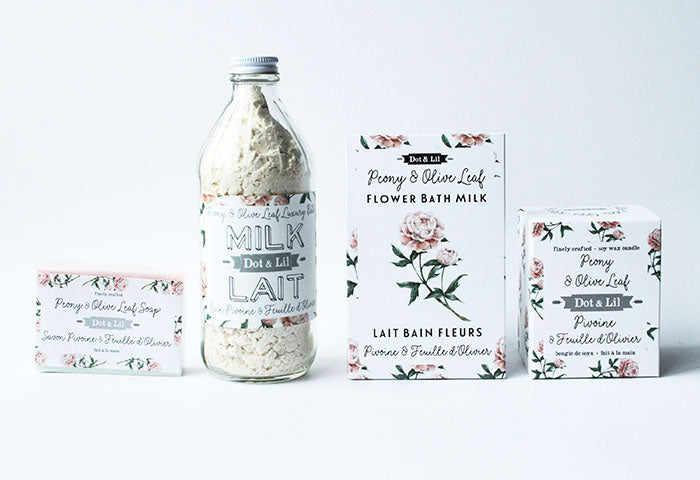 peony & olive leaf flower bath milk sachet