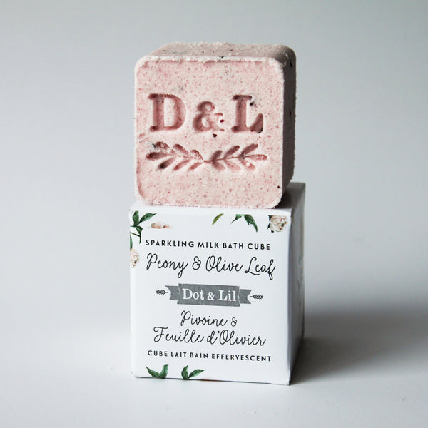 peony & olive leaf sparkling milk bath cube