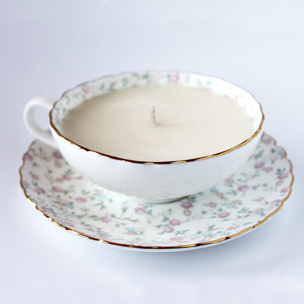 rice flower teacup candle